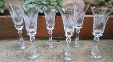 VERRES à pied en CRISTAL taillé main - Lot de 6 VERRES hauteur: 17 cm