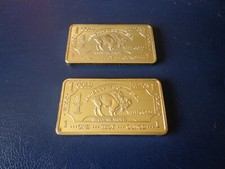 USA  x2 Gold Plated Bar ,  Buffalo 30grs 24K  - Replica