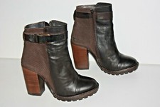 SANBRU Bottines Hauts Talons Bi Matière Cuir Velours T 38 TBE