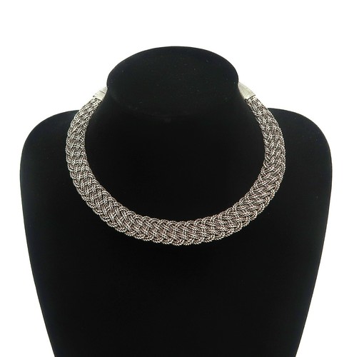 Grand torque tressé argent - tressé, en