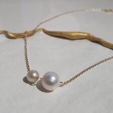 collier raffiné en perles de culture blanches d'eau douce laiton plaqué or jaune