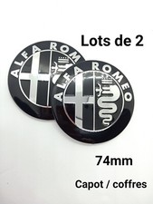 2 Logo Emblème Capot Coffre Alfa Romeo 74mm Black silver