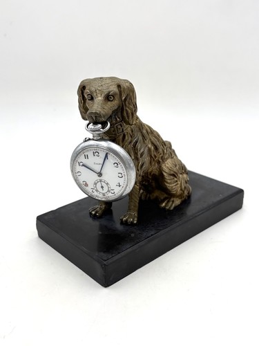 Sujet bronze doré chien - en,