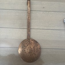 Écumoire Égouttoir Cuillère en Cuivre  ancien - Ustensile outil de Cuisine
