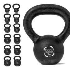 Kettlebell 2 kg en fonte avec poignée et base plate