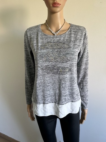 Pull gris blanc - pull, manches