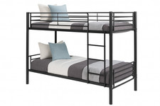 Lit Superposé 90x190 cm Métal Noir Modèle ADAM avec Sommiers Inclus 2 Places Neu