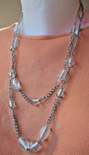 Collier couleur argent 2 Rangs perles translucides élégant bijou Vintage 5813