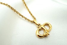 Collier Abeille Christian Dior HTE Pendentif Logo CD Accessoire Unisexe Or 3937J