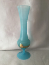 VASE SOLIFLOR EN OPALINE BLEUE  "OPALINA  FIORENTINA " H. 24 CM VINTAGE