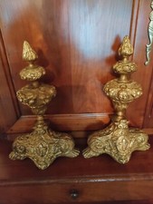 Paire de tête de chenets bronze doré 18éme Louis XVI