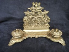 Encrier Ancien en Bronze Doré - Époque Napoléon III - Style Rocaille Louis XV