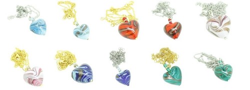 Collier pendentif cœur verre - collier,