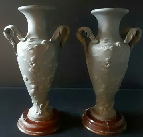 Paire vases étain - vases,