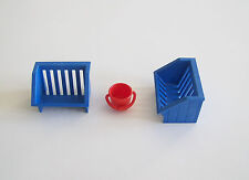 PLAYMOBIL (T1105) FERME & EQUESTRE - Lot 2 Mangeoires Bleues & Seau Poney 3119