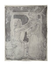 Leon Zack Encre sur papier signée 1945, abstraction lyrique, école de Paris