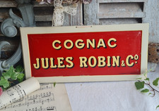 ANCIENNE TOLE COGNAC JULES ROBIN LETTRES EN RELIEF