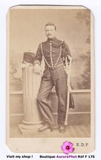 MILITAIRE, OFFICIER GARDE IMPÉRIALE, ARTILLERIE ? GROS SHAKO FOURRURE, CDV -F175