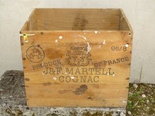 -ANCIENNE CAISSE BOIS COGNAC J & F MARTELL COLLECTION DECO CUISINE BOITE PUB D