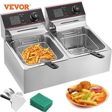 Friteuse Électrique Professionnelle VEVOR 12L – Double Cuve Inox 5000W