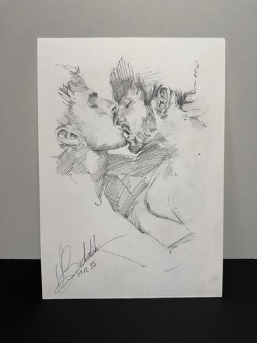 Dessin original signé - original, nu