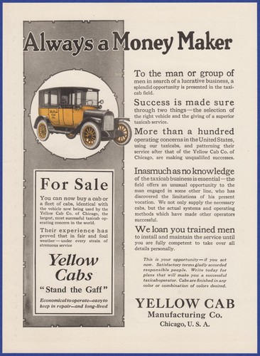 Vintage 1921 yellow cab - yellow,