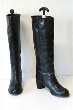 LA SCARPA Bottes Cavalières à Talons Cuir Rigide Noir T 38 TBE