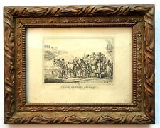 Lithographie encadrée: Chaise de Poste anglaise, signée C. VERNET 