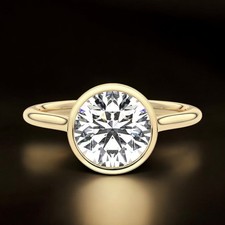 Bague de mariage coupe ronde 2 carats diamant cultivé en laboratoire IGI or j...