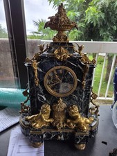 Pendule Ancienne Bronze Doré Et Marbre