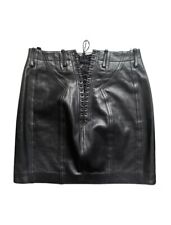 S/S 1991 Azzedine Alaïa lace up leather skirt