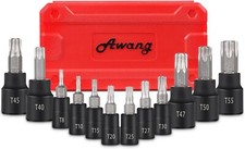 13PCS Douille Torx Mâles T8 à T60, Jeu de douilles à embouts étoilé, Coffret