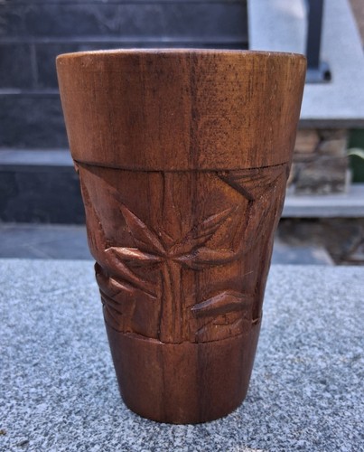 Ancien gobelet verre - ancien, bois