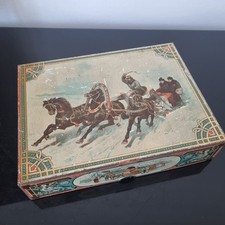 HUNTLEY AND PALMERS BOITE Sledge 1898 Scène Russe Publicitaire Tôle Litho Rare