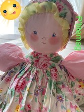 Ancienne poupée chiffon Corolle Robe Rose Fleurie