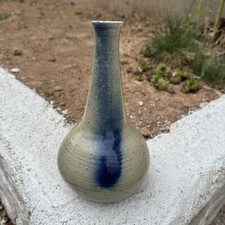 Vase Soliflore En Céramique Gré Signé R. Dubry
