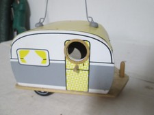 Cabane caravane jaune fait main, nichoir mangeoir pour oiseau