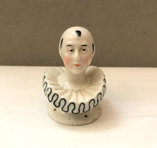 ancienne demi figurine Porcelaine Pierrot Statuette Half doll Poupée Buste Tête