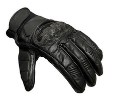 Gants moto cuir noir - noir, court