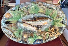 Ancien Plat en majolique Palissy  19ème siècle?- Alfred Renoleau