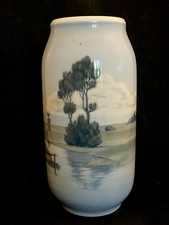 Important Vase Royal Copenhagen Denmark & Paysage & Porcelaine