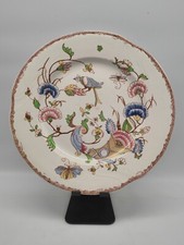 Assiette Ancienne  Faïence Nimy Omina – Oiseau, Fleurs, Corne d'abondance