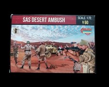 1 grappe de figurines au 1/72. STRELETS M145, SAS embuscade désert WW2.