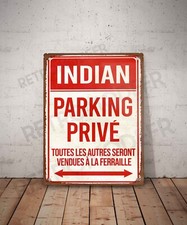 Plaque métal vintage Indian parking privé Enseigne Garage Décoration Panneau