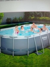 Piscine tubulaire ovale BESTWAY  grise 4.27x2.50x1 neuve facture appui garantie 
