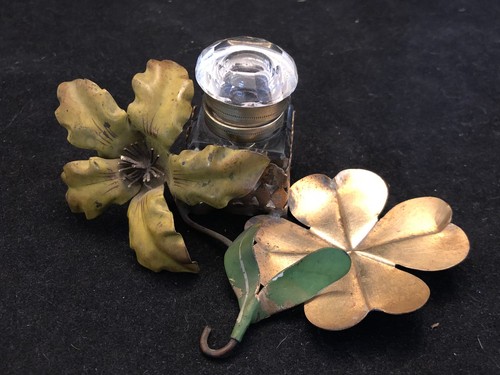 Encrier art nouveau aux fleurs - encrier,