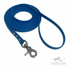 C & L Biothane Laisse pour Chien avec Dragonne 19mm Lanière de Museau Bleu Clair