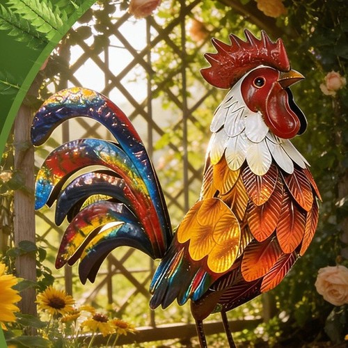 Statue coq métal - statue, pour