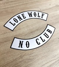 Patch dorsal LONE WOLF / NO Club motorcycles 34 cm x 6.7 cm écusson thermocollan