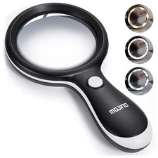 Loupe Eclairante 10X Loupe de Lecture avec 3 Modes D'éclairage et 18 LED pour...